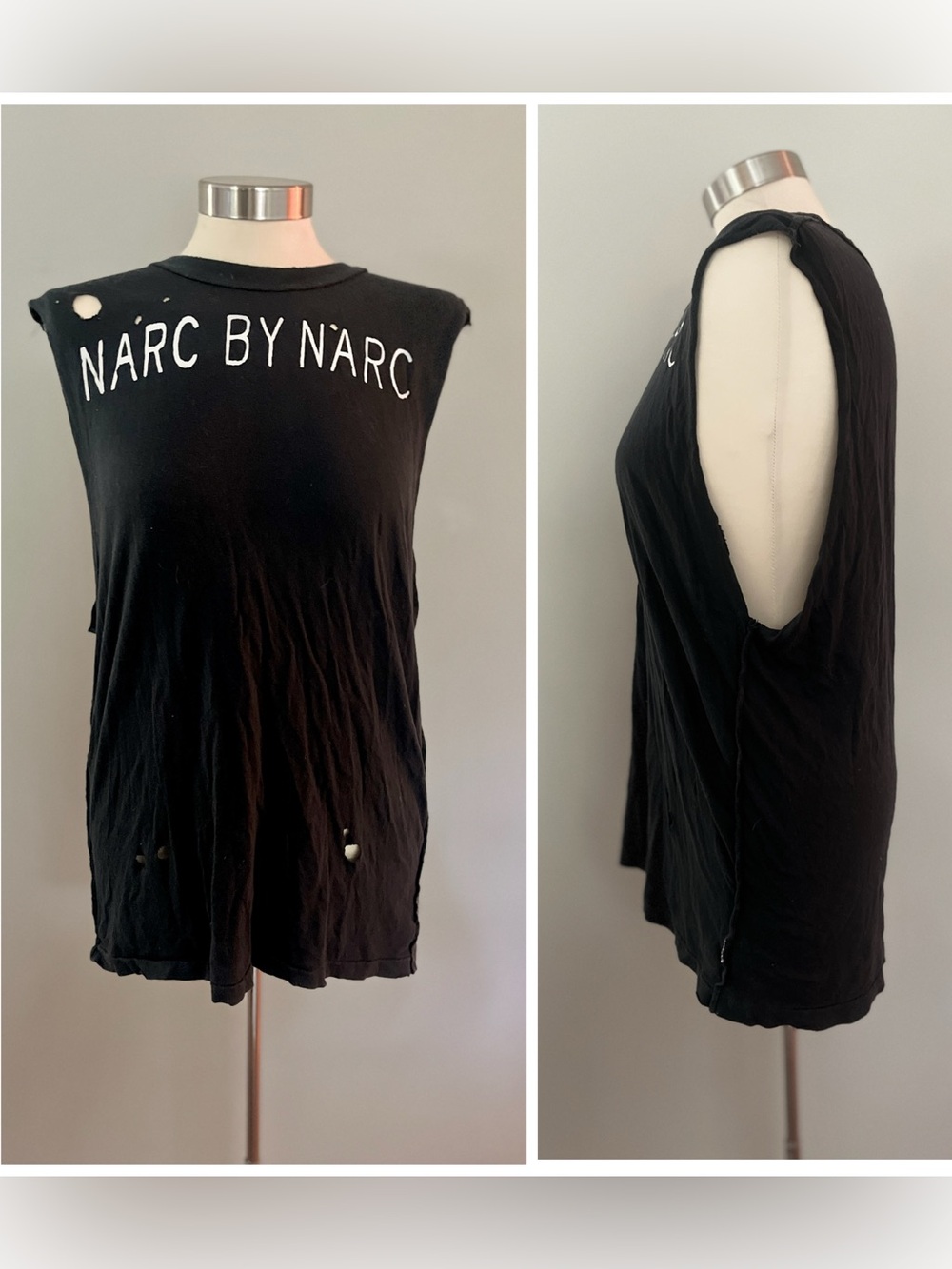 UNIF NARC BY NARC Black Muscle Tank Top Distressed Unisex Small HTF
